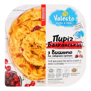 Пиріг "Valesto" Балканський з вишнею та заварним кремом заморожений, 350 г