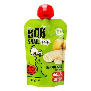 Пюре фруктове "Bob Snail" яблуко-банан, 90 г, діп-пак