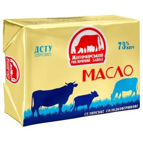 Масло "Житомирський МЗ" Селянське солодковершкове 73%, 180 г