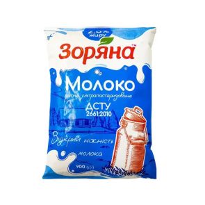 Молоко "Зоряна" ультрапастеризоване 2,5%, 900 г