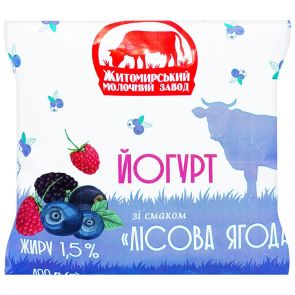 Йогурт питний "Житомирський МЗ" зі смаком лісової ягоди 1,5%, 400 г