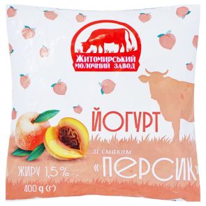 Йогурт питний "Житомирський МЗ" зі смаком персику 1,5%, 400 г