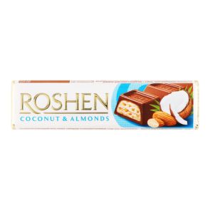 Батончик "Roshen" з кокосом та мигдалем, молочний шоколад, 38 г