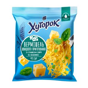 Вермішель швидкого приготування "Хуторок" зі смаком сиру та зелені, 60 г
