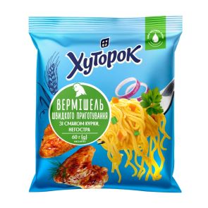 Вермішель швидкого приготування "Хуторок" зі смаком курки, 60 г