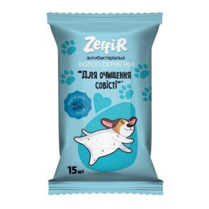 Серветки вологі антибактеріальні "Zeffir" Для очищення совісті, 15 шт
