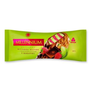 Морозиво ескімо "Рудь" Millennium Молочний шоколад Фісташка-малина, 80 г