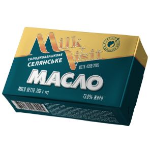 Масло солодковершкове "Milk Visit" Селянське 73% , 200 г