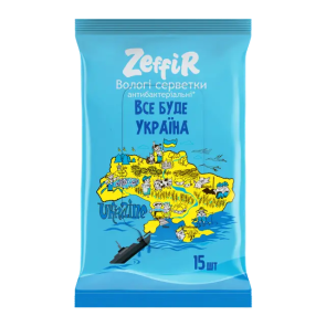 Серветки вологі антибактеріальні  "Zeffir" Мапа, 15 шт