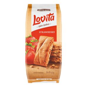 Печиво здобне "Roshen" Lovita Cake Cookies з желейною начинкою полуниця, 168 г