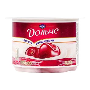 Йогурт двошаровий "Дольче" Вишня 3,2%, 115 г