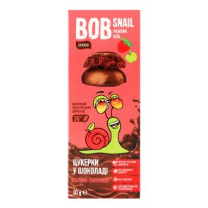 Цукерки натуральні "Bob Snail" яблуко-полуниця у молочному шоколаді, 30 г