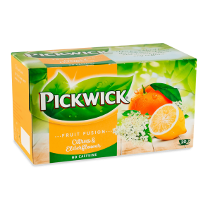 Чай фруктовий трав'яний "Pickwic" Fruit Fusion Citrus&Elderflower в пакетиках, 20 шт