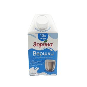 Вершки ультрапастеризовані "Зоряна" 10%, 500 г