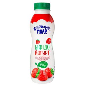 Йогурт біфідо вітамінізований "Волошкове поле" Полуниця 1,5%, 350 г