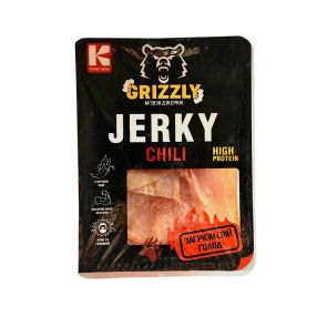 Чипси м'ясні з м'яса птиці "Grizzly" Jerky Chili сиркопчені, вищий сорт, 100 г