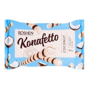 Трубочки вафельні "Roshen" Konafetto з кокосовою начинкою, 140 г