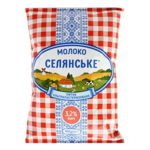 Молоко "Селянське" 3,2%, 900 г , ультрапастеризоване