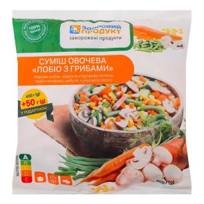 Суміш овочева "Здоровий продукт" Лобіо з грибами, заморожена, 400 г