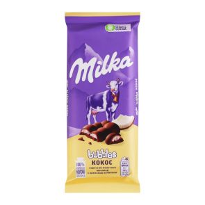 Шоколад молочний "Milka" пористий Bubbles з кокосом, 97 г