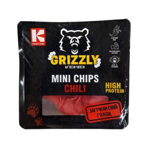 Чипси м'ясні з м'яса птиці "Grizzly" Mini Chips Chili сиркопчені, вищий сорт, 50 г